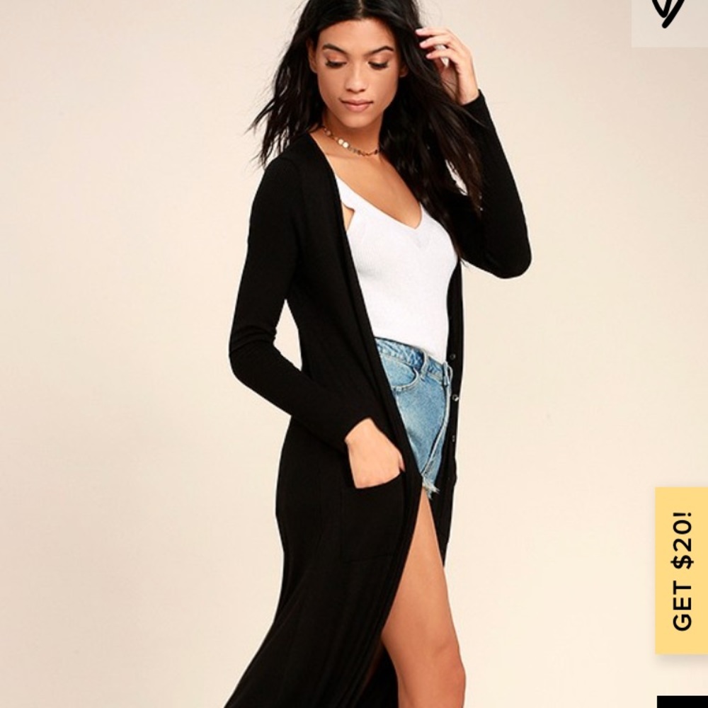 Graceful Ways Black Long Cardigan Sweater